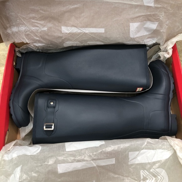 Hunter Women's Original Tall Wide Navy Size 8 - Picture 13 of 14